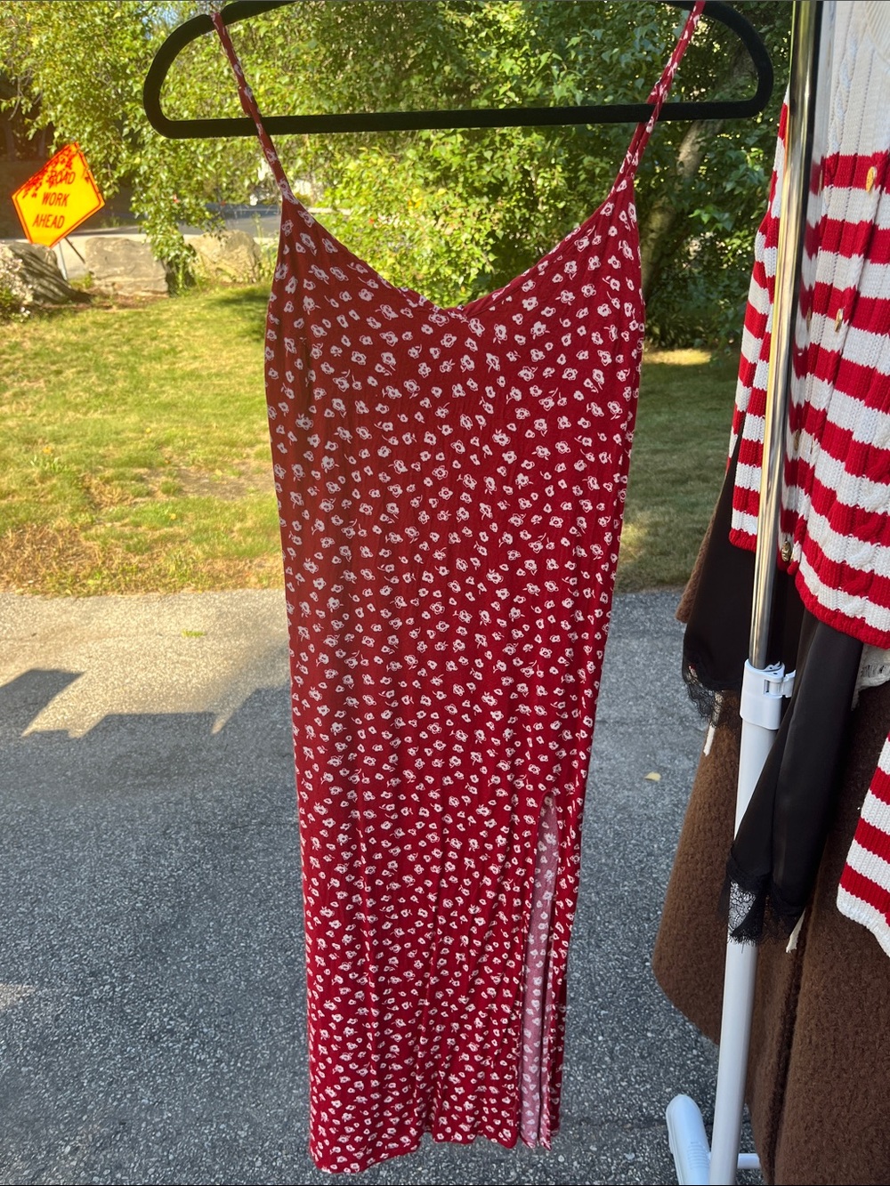 Reformation Red Floral Slip Maxi Dress